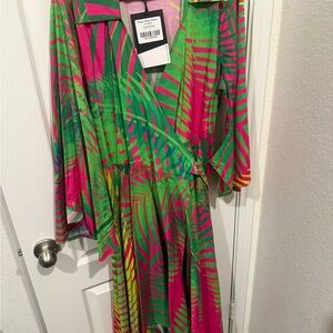 Sassy Jones Rosa Wrap Dress in Green and Pink